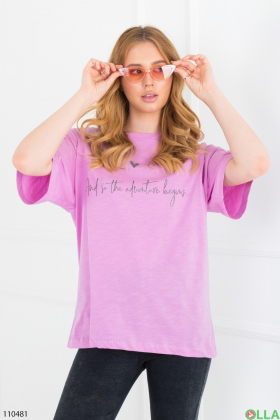 Женская розовая футболка с надписями