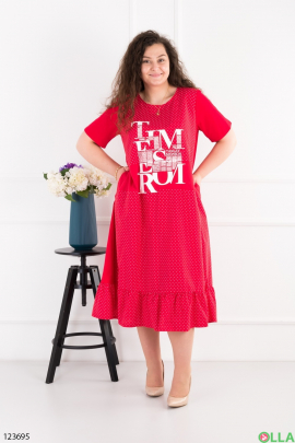 Women's red batal dress with the inscription