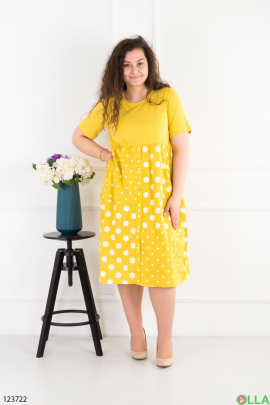 Women's yellow batal dress with polka dots