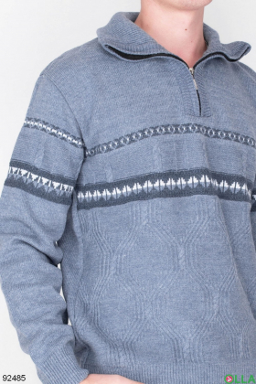 Чоловічий сірий светр з орнаментом
