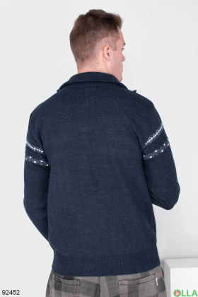 Мужской темно-синий свитер с орнаментом