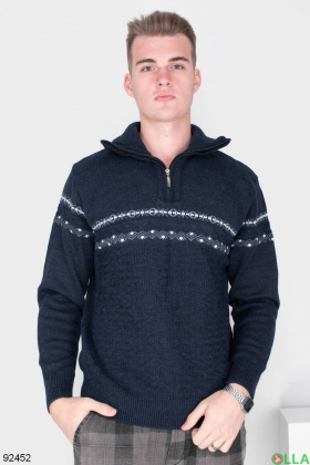 Мужской темно-синий свитер с орнаментом