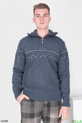 Чоловічий темно-сірий светр з орнаментом