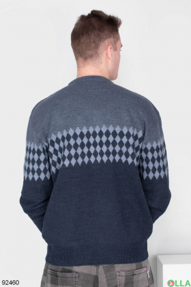 Men's dark blue sweater with ornaments