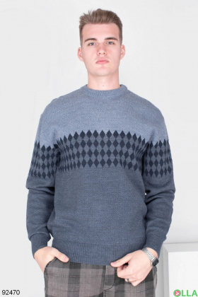 Men's blue sweater with ornaments