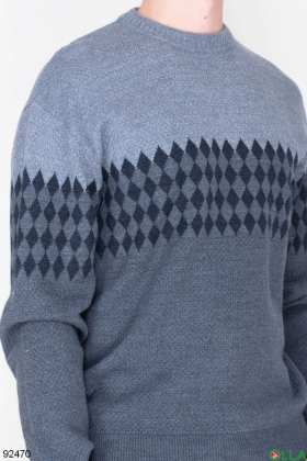 Men's blue sweater with ornaments