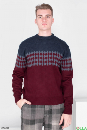Men's two-tone sweater with an ornament