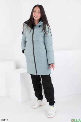 Женская зимняя бирюзовая куртка-трансформер с капюшоном