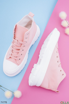 Women's pink sneakers with white soles