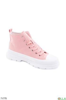 Women's pink sneakers with white soles