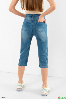 Женские синие джинсовые шорты батал