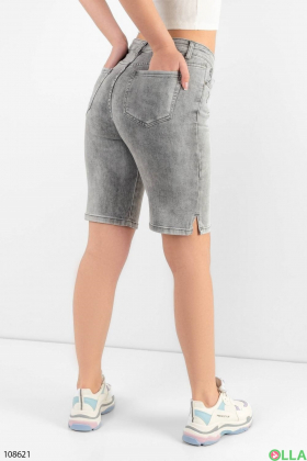Жіночі сірі джинсові шорти батал