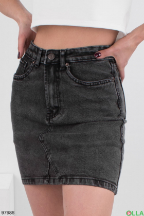 Жіноча темно-сіра джинсова спідниця