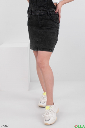 Жіночий темно-сірий джинсовий сарафан