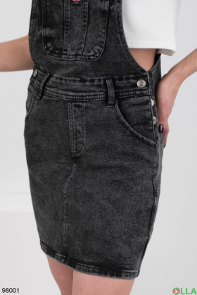 Женский черный джинсовый сарафан