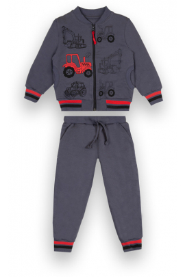 Костюм детский (кофточка и брюки) Gabbi для мальчика KS-21-62-1 "Бип" р. (13038) Темно-серый 