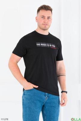 Чоловіча чорна футболка з принтом 