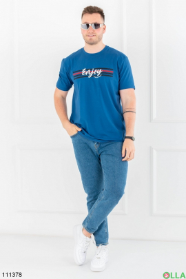 Мужская синяя футболка батал