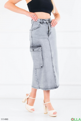 Женская серая джинсовая юбка