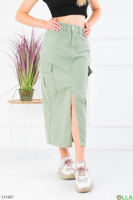 Женская зеленая джинсовая юбка