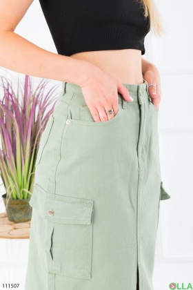 Women's green denim skirt