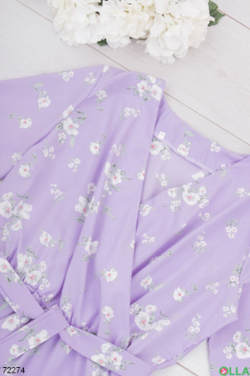 Женское лиловое платье в цветочный принт