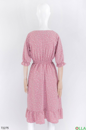 Женское розовое платье в принт