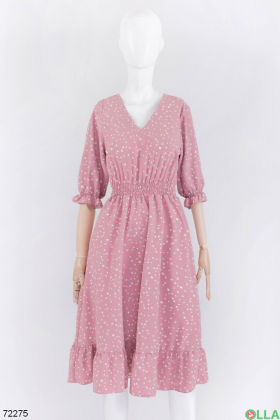 Женское розовое платье в принт