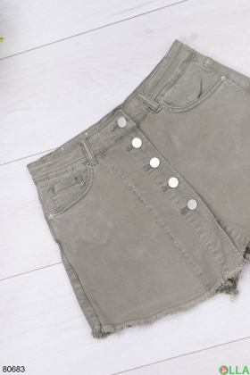 Женская джинсовая юбка-шорты цвета хаки