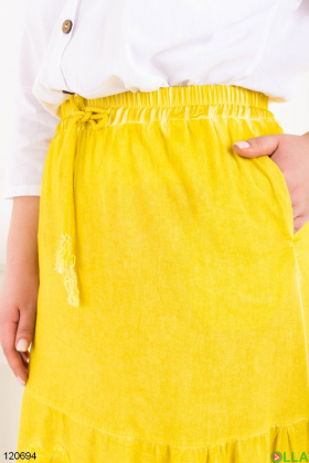 Женская желтая юбка батал