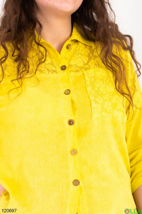 Женская желтая рубашка батал