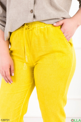Женские желтые брюки-бананы батал