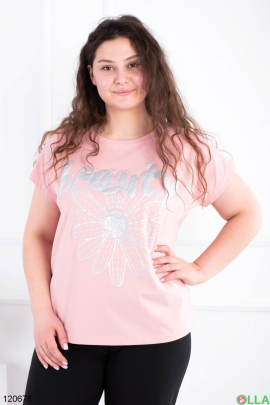 Women's pink batal T-shirt with print