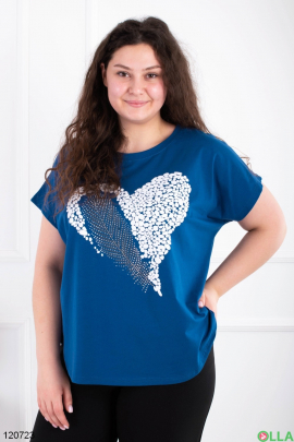 Women's blue batal T-shirt with print