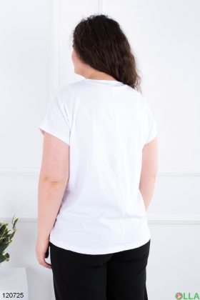 Женская белая футболка батал с принтом