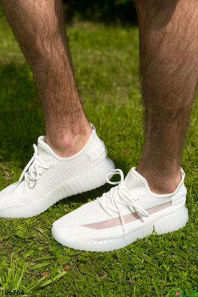 Мужские белые кроссовки из текстиля