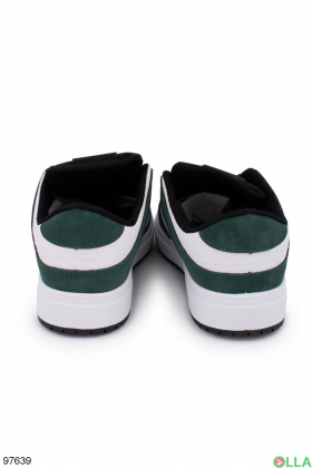 Жіночі біло-зелені кросівки із еко-шкіри