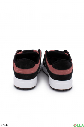 Женские черно-розовые кроссовки из эко-кожи