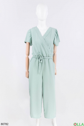 Women's turquoise jumpsuit with a belt
