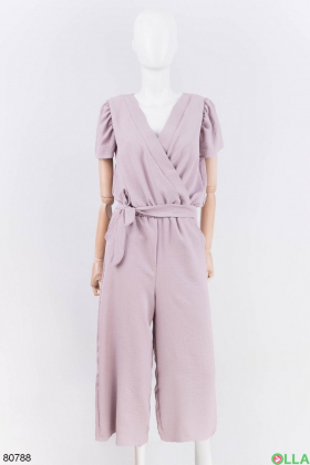 Women's lilac jumpsuit with a belt