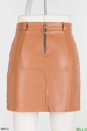 Women's brown eco-leather skirt