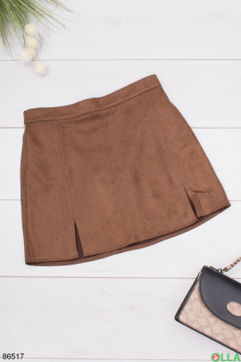 Women's brown eco-suede skirt