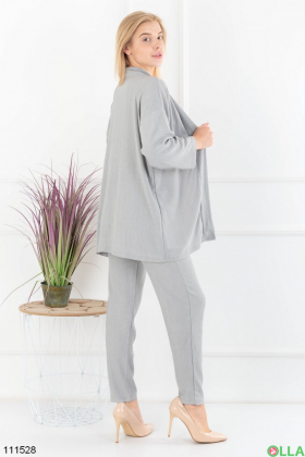 Жіночий сірий комплект з піджака та брюк