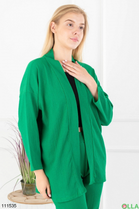 Жіночий зелений комплект з піджака та брюк