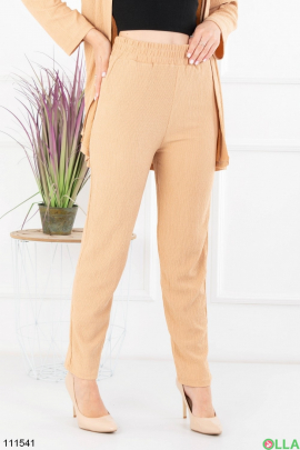 Women's beige jacket and trousers set