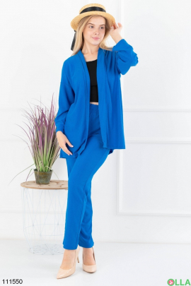 Жіночий синій комплект з піджака та брюк