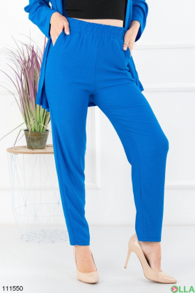 Жіночий синій комплект з піджака та брюк