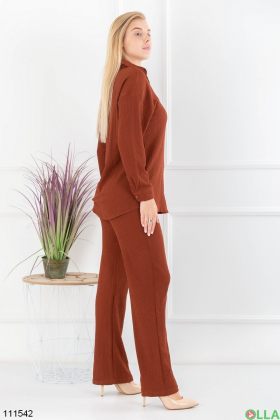 Women's brown shirt and trousers set