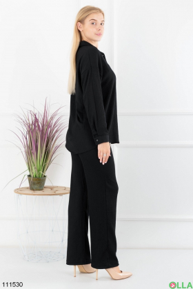 Жіночий чорний комплект із сорочки та брюк