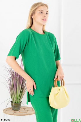 Жіночий зелений комплект із футболки та брюк